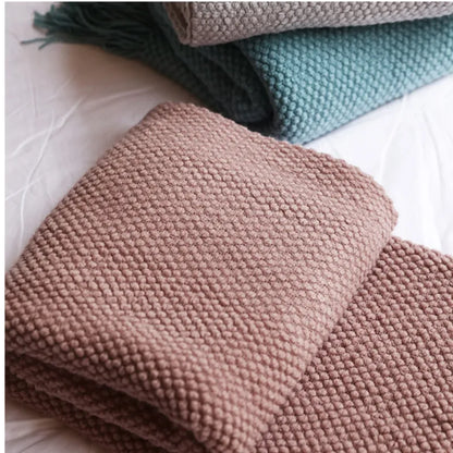 Textile City Corn Grain Waffle Embossed Knitted Blanket