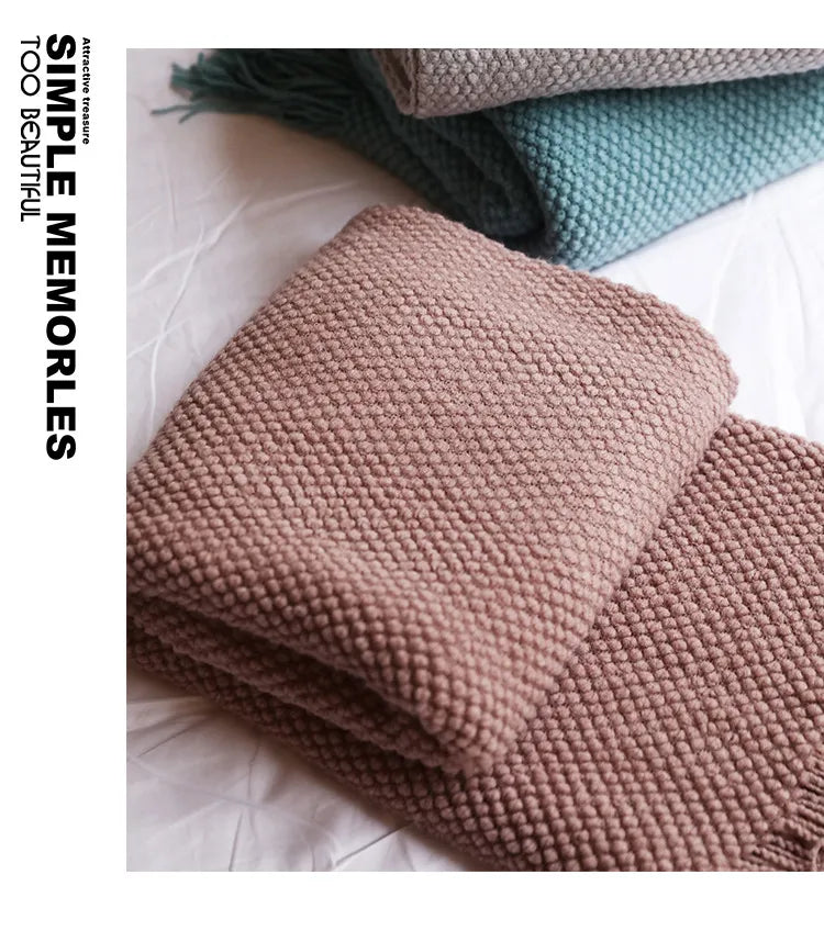 Textile City Corn Grain Waffle Embossed Knitted Blanket