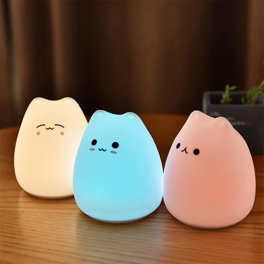 Soft Silicone Touch Sensor 7 Color Cat sleeping lamp