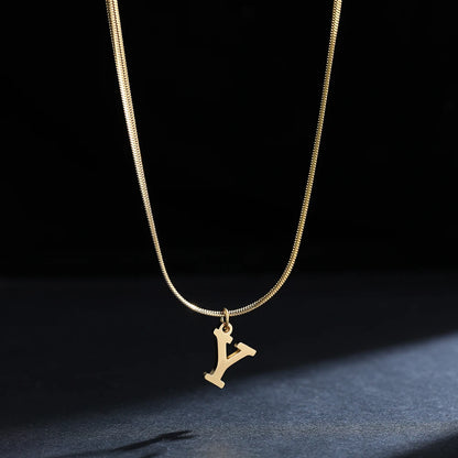 Gold Plated Stainless Steel Letter Necklace