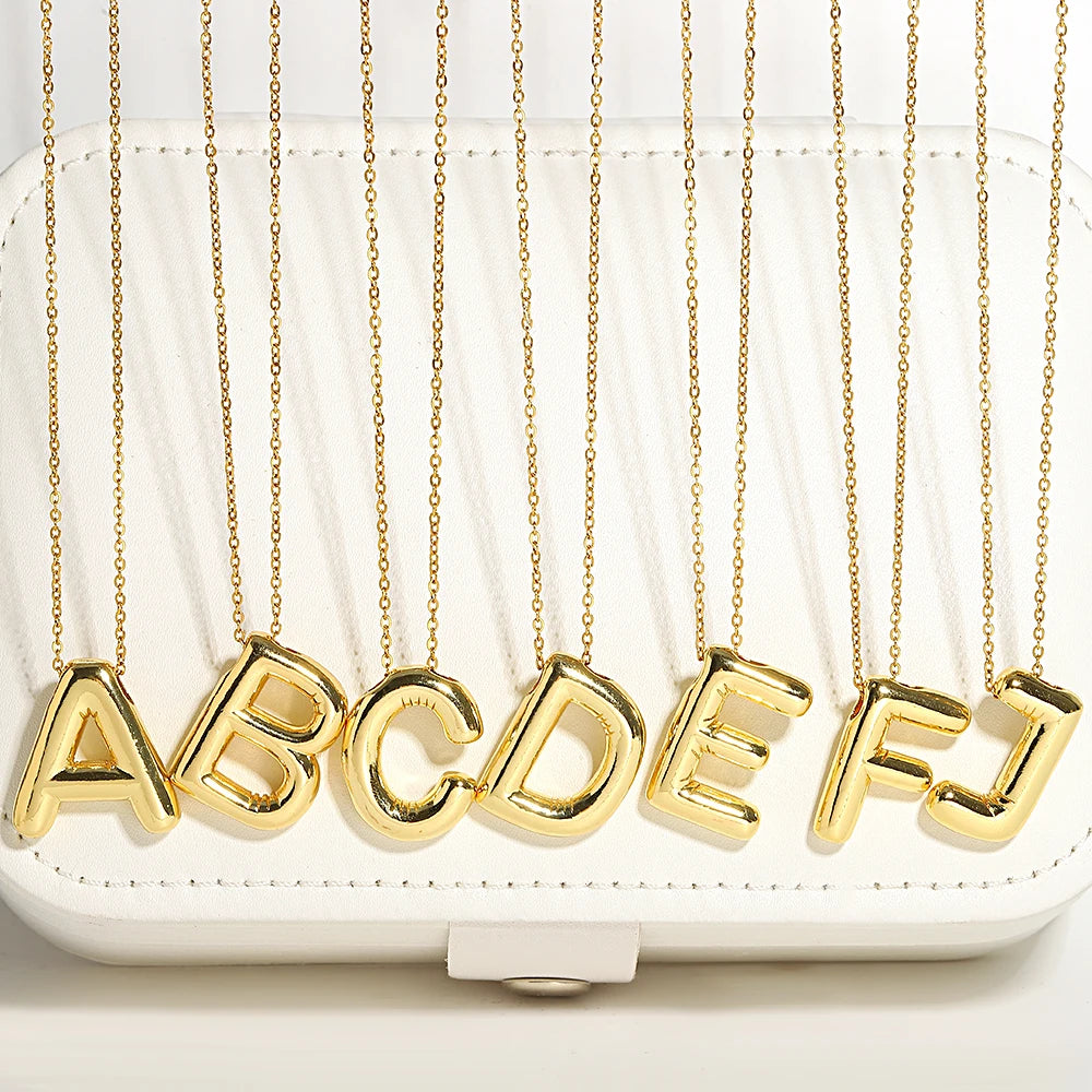 Gold Plated Chunky Alphabet Balloon Letter Necklace