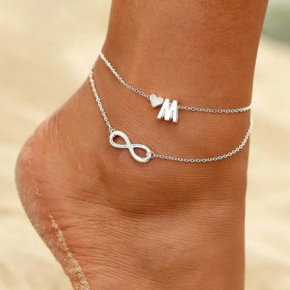 Initial Heart Anklet Bracelet