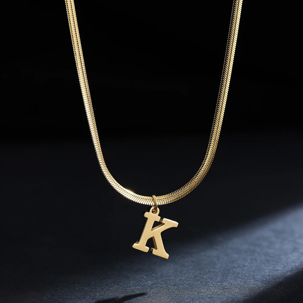 Gold Plated Stainless Steel Letter Necklace