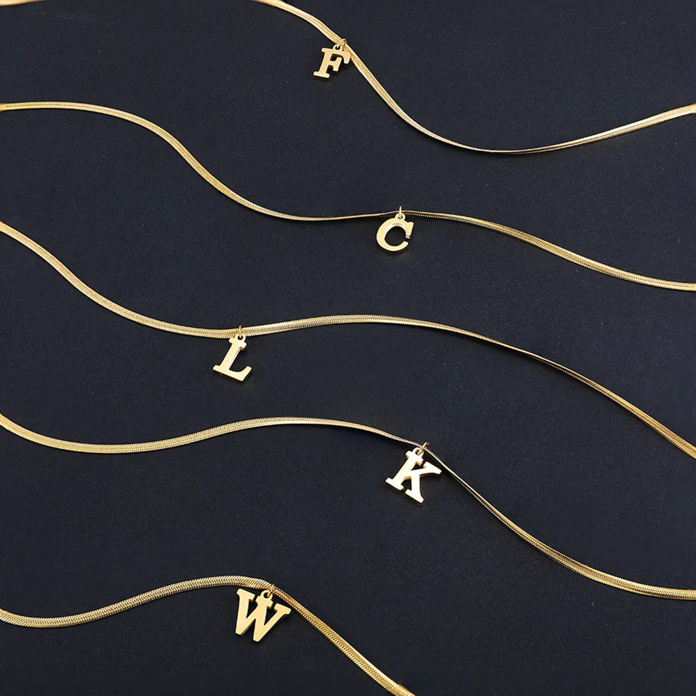 Gold Plated Stainless Steel Letter Necklace