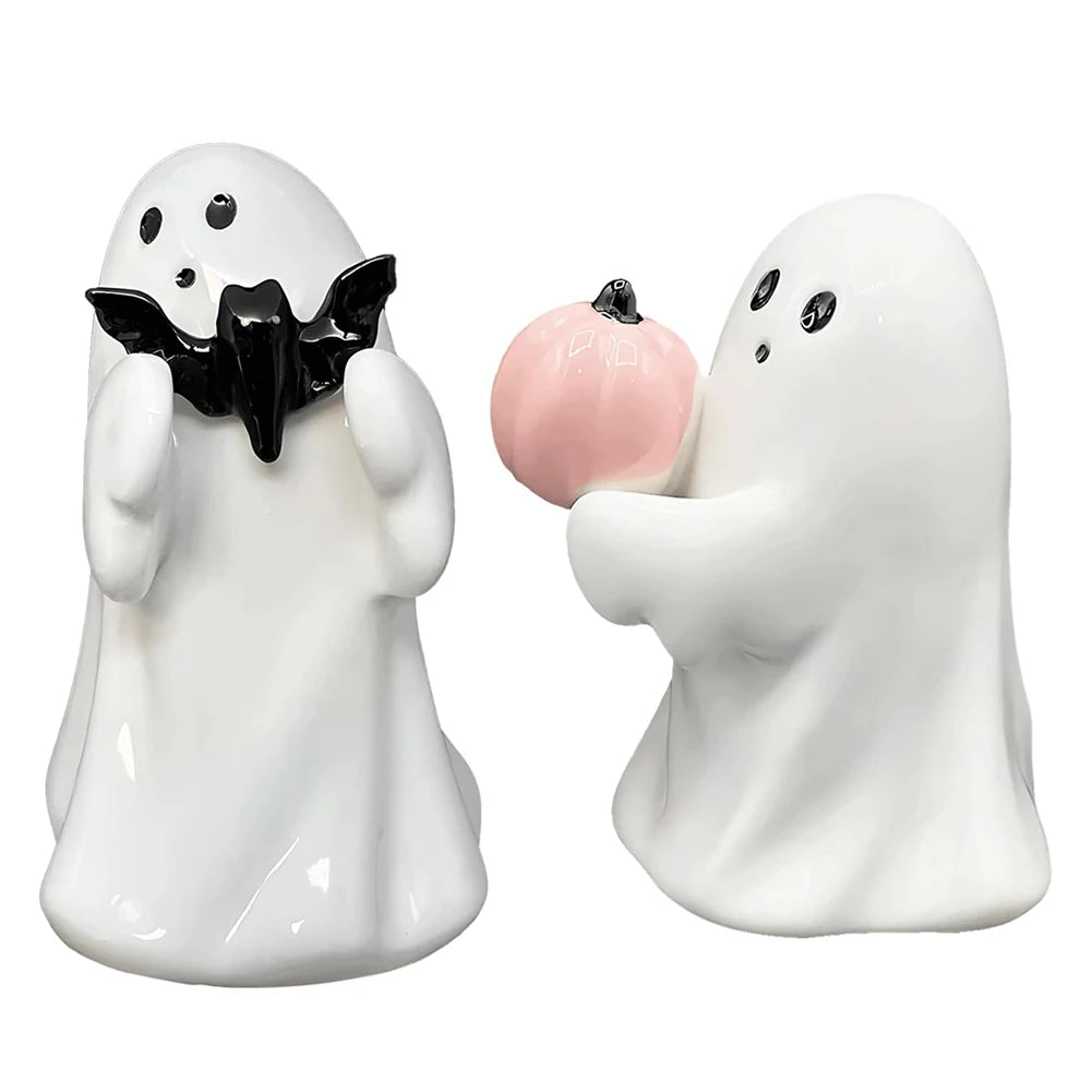 Halloween Pumpkin/ Bat Holding Ghost  Figurine