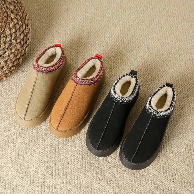 New Winter Retro Women Snow Warm Suede Lazy Loafers