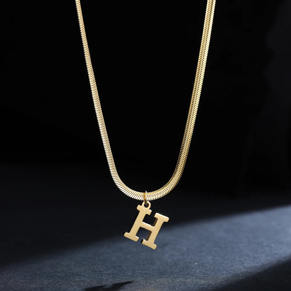 Gold Plated Stainless Steel Letter Necklace