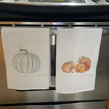 Halloween Watercolor Pumpkins Flour Sack Tea Towels