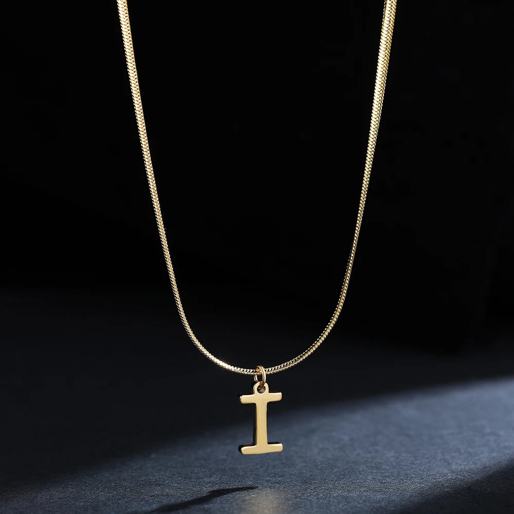 Gold Plated Stainless Steel Letter Necklace