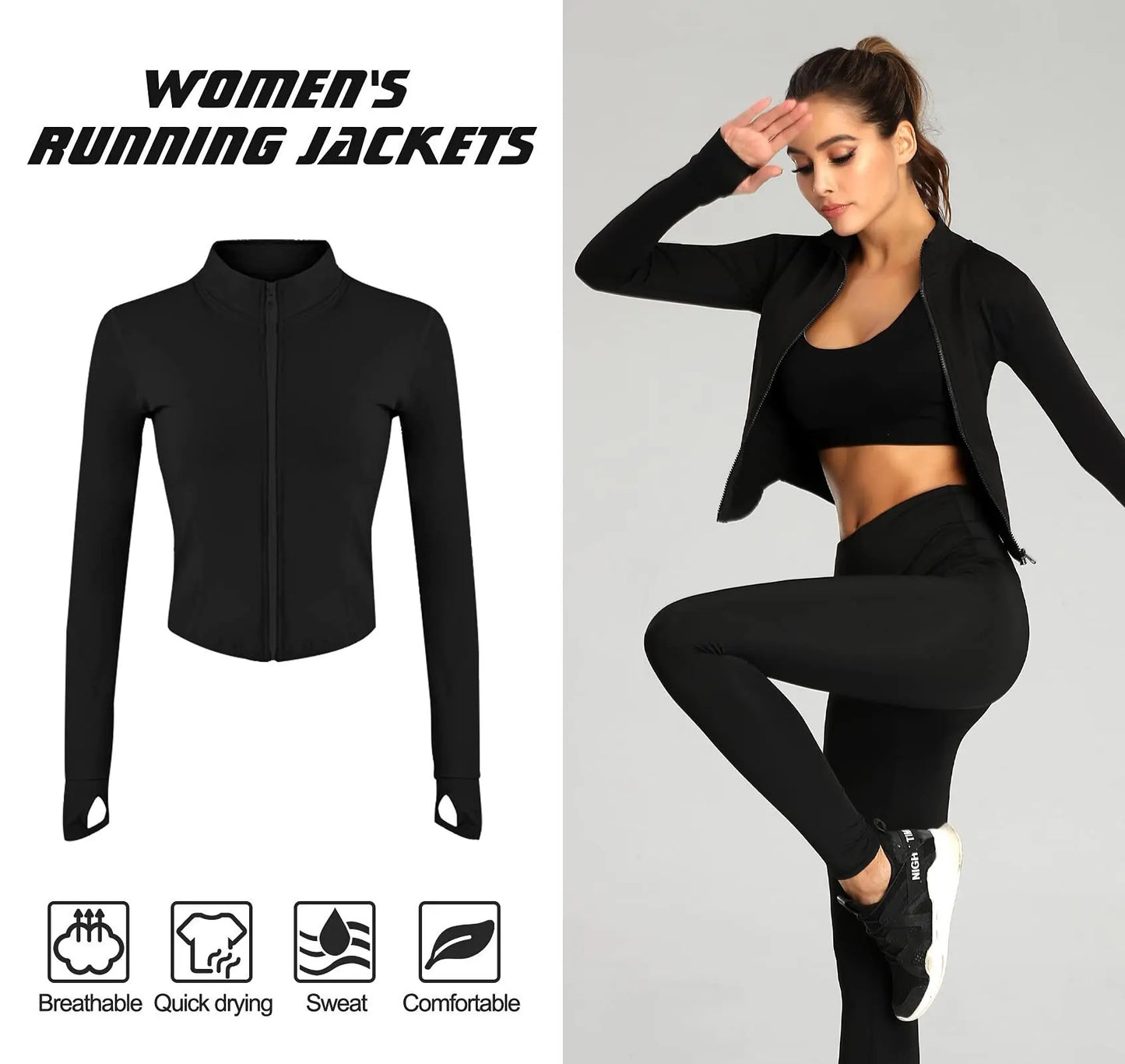 Long Sleeved Slim Fit Tracksuit Jacket With Thumb Holes