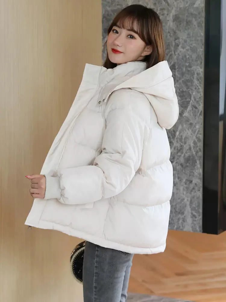 Loose Hooded Cotton Coat