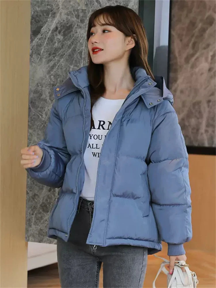 Loose Hooded Cotton Coat