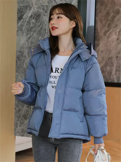 Loose Hooded Cotton Coat