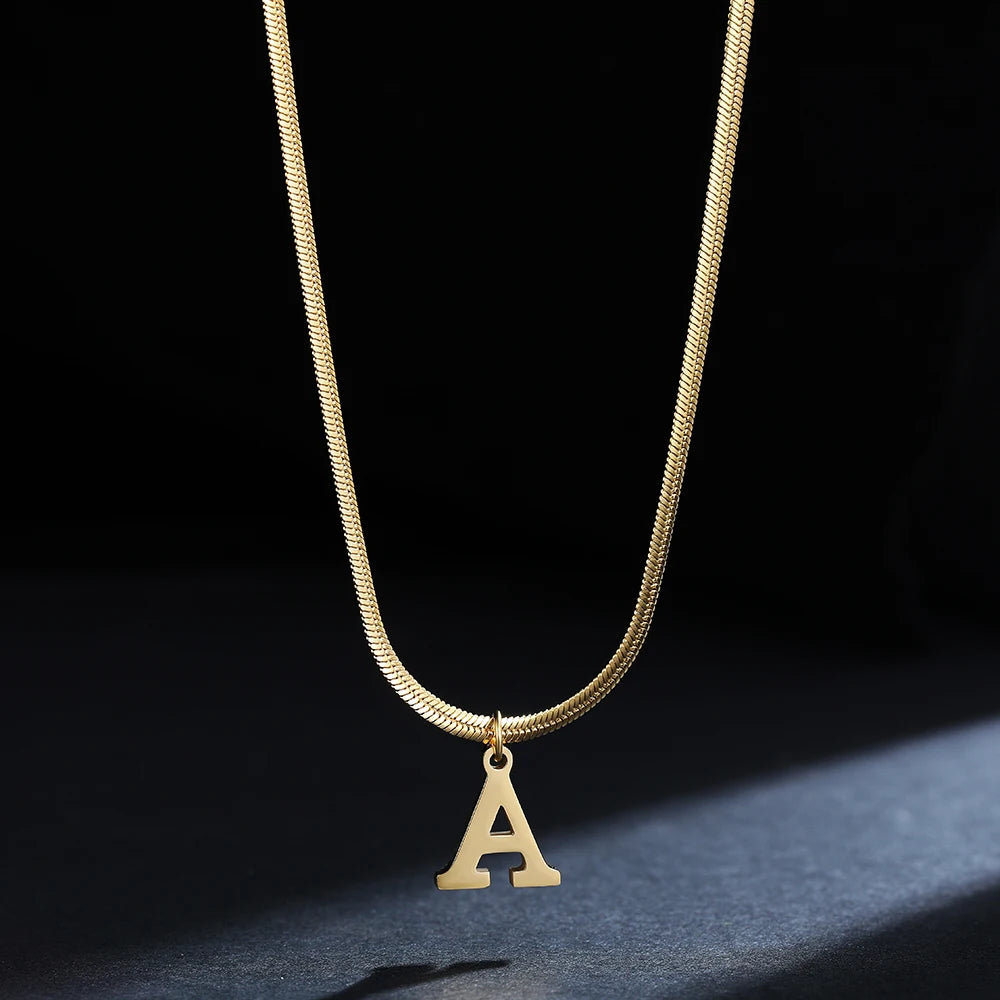 Gold Plated Stainless Steel Letter Necklace