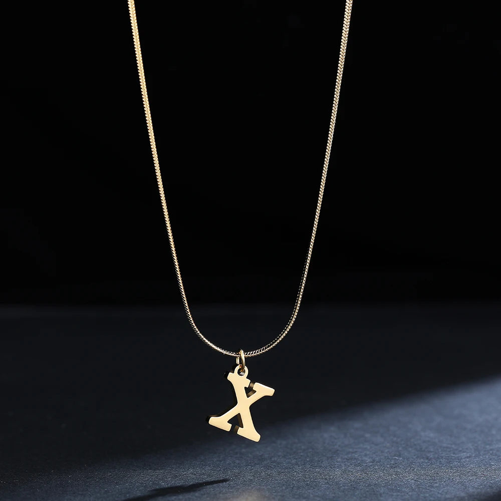 Gold Plated Stainless Steel Letter Necklace