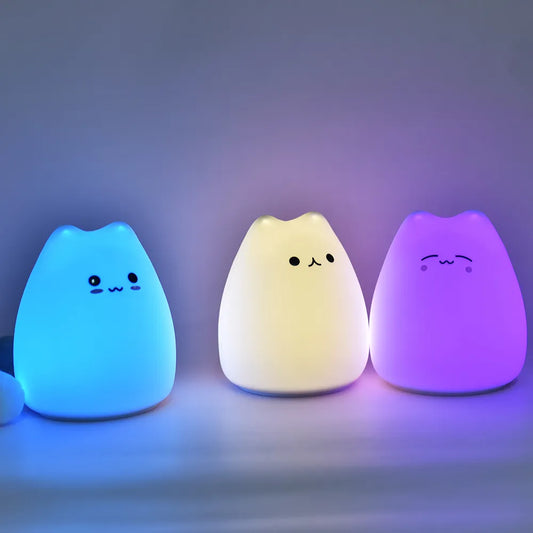 Soft Silicone Touch Sensor 7 Color Cat sleeping lamp