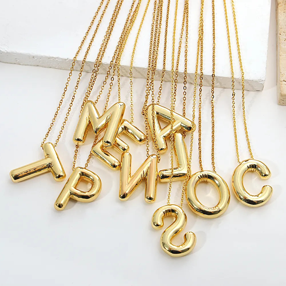 Gold Plated Chunky Alphabet Balloon Letter Necklace