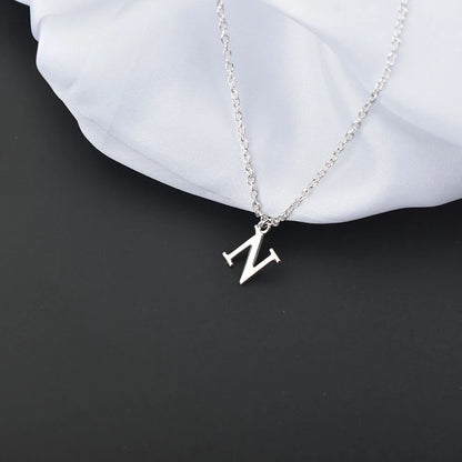 Silver A-Z Letter Pendants Necklaces