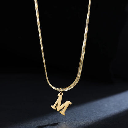 Gold Plated Stainless Steel Letter Necklace