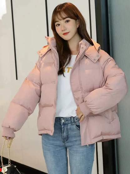 Loose Hooded Cotton Coat