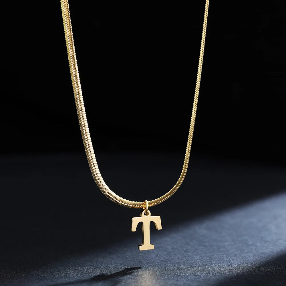 Gold Plated Stainless Steel Letter Necklace