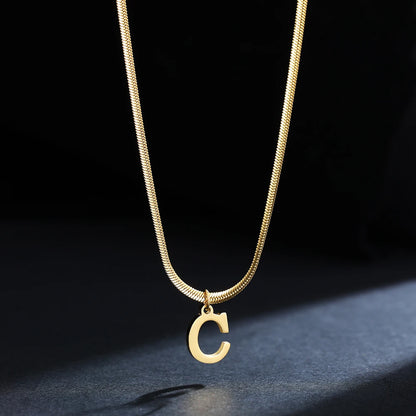 Gold Plated Stainless Steel Letter Necklace