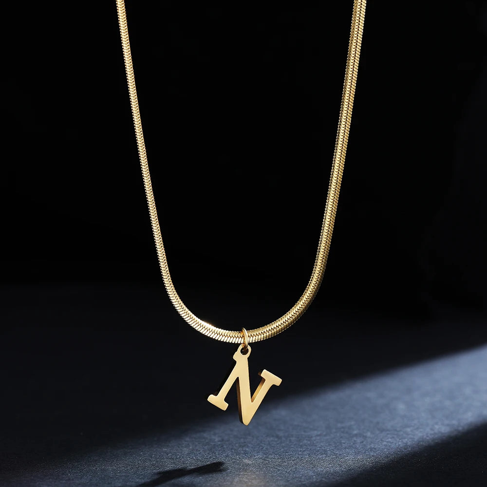 Gold Plated Stainless Steel Letter Necklace