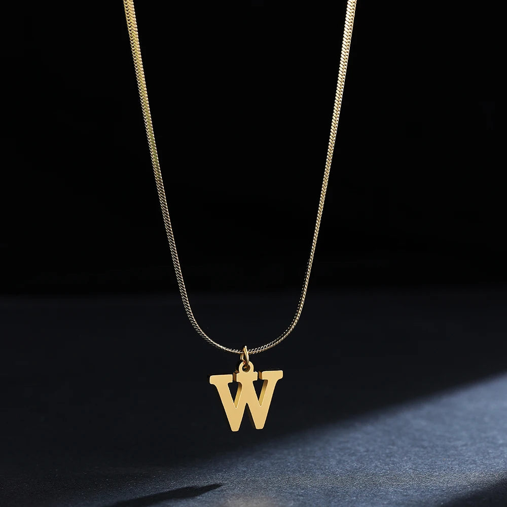 Gold Plated Stainless Steel Letter Necklace