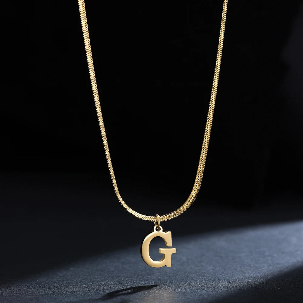 Gold Plated Stainless Steel Letter Necklace