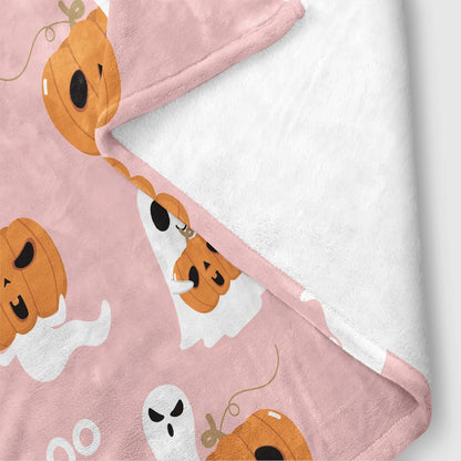 flannel Halloween themed ghost pumpkin pattern printed blanket