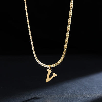 Gold Plated Stainless Steel Letter Necklace