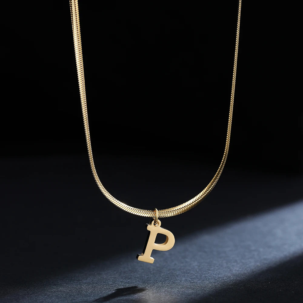 Gold Plated Stainless Steel Letter Necklace