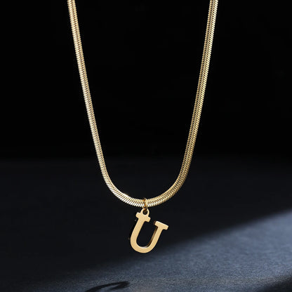 Gold Plated Stainless Steel Letter Necklace