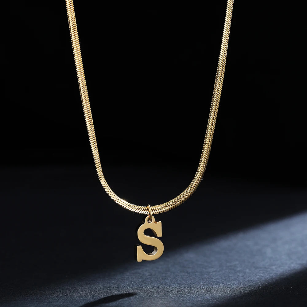 Gold Plated Stainless Steel Letter Necklace