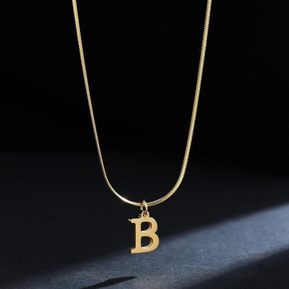 Gold Plated Stainless Steel Letter Necklace