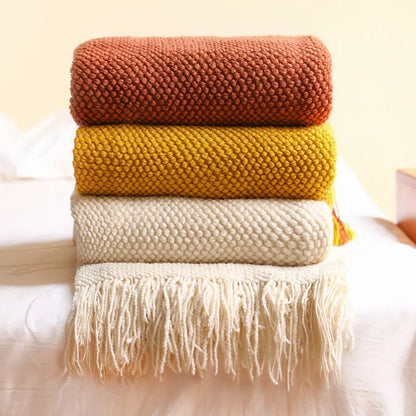 Textile City Corn Grain Waffle Embossed Knitted Blanket