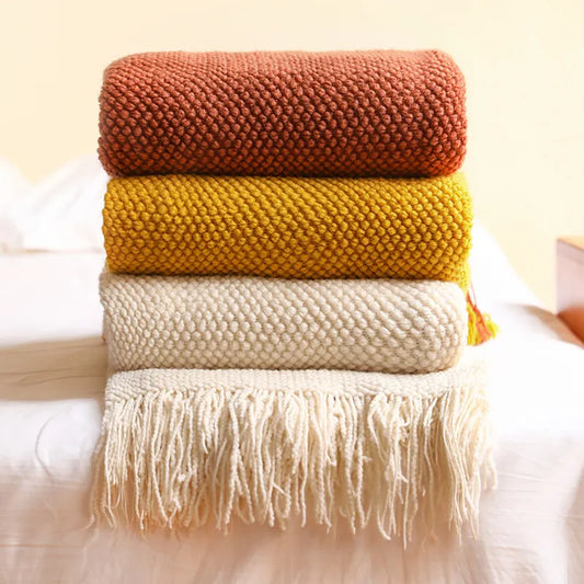 Textile City Corn Grain Waffle Embossed Knitted Blanket