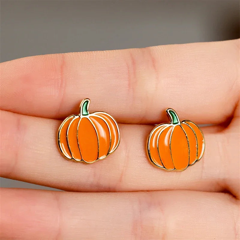 Chic Pumpkin Stud Earrings