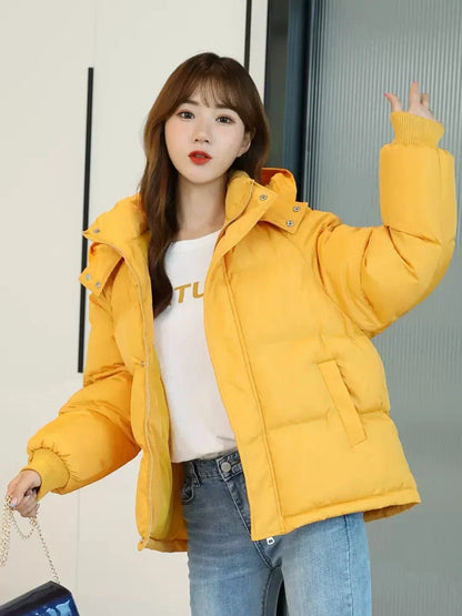 Loose Hooded Cotton Coat