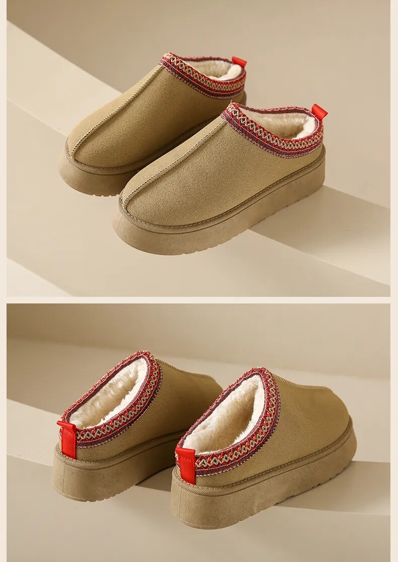 New Winter Retro Women Snow Warm Suede Lazy Loafers