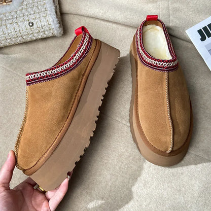 New Winter Retro Women Snow Warm Suede Lazy Loafers