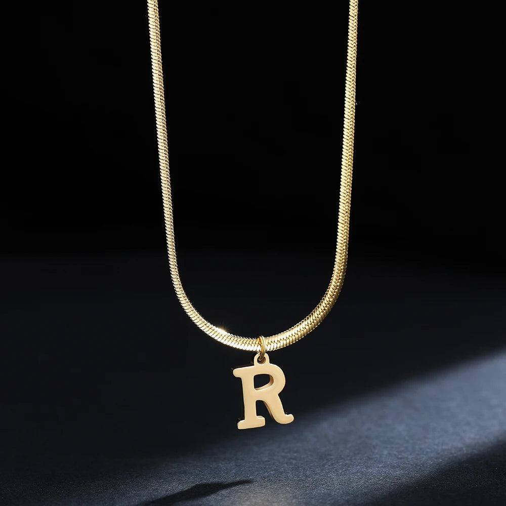 Gold Plated Stainless Steel Letter Necklace