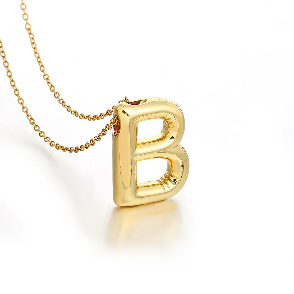 Gold Plated Chunky Alphabet Balloon Letter Necklace