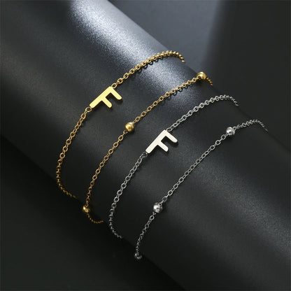 Initial Stainless Steel Double Chain Bracelet