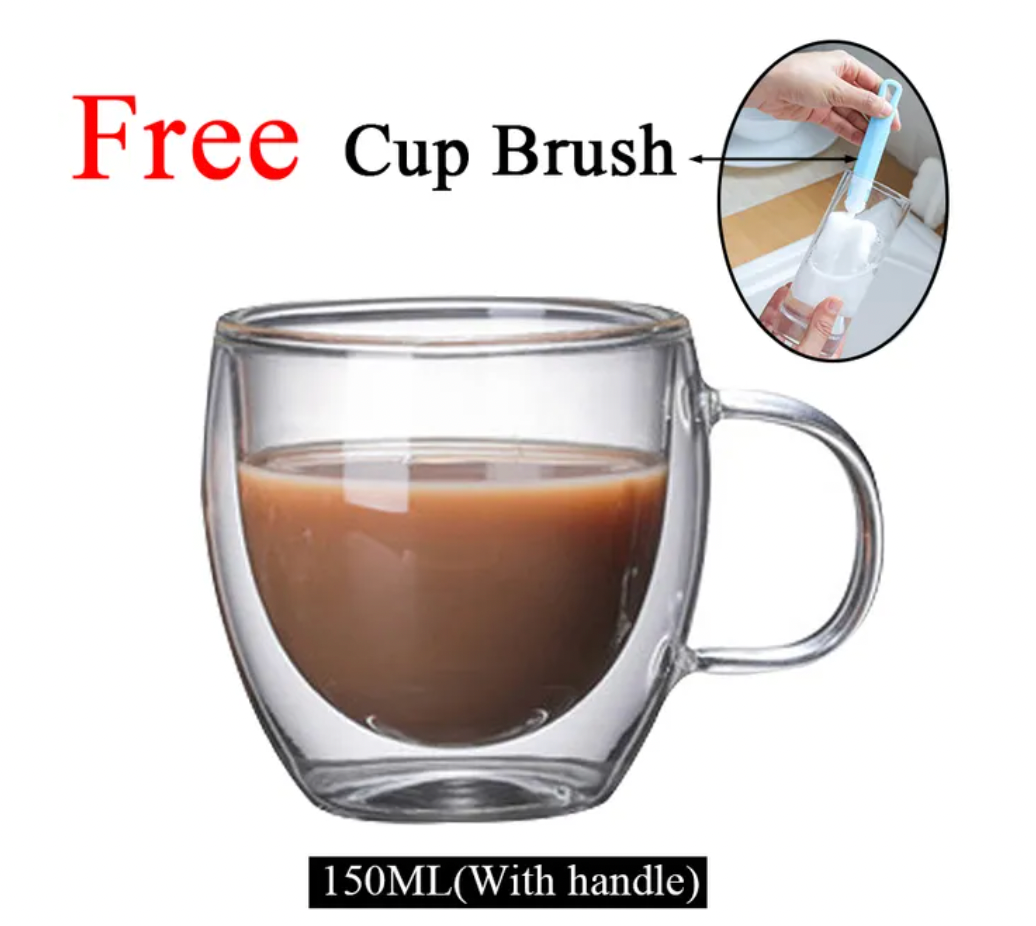 Double Wall High Borosilicate Glass Mug