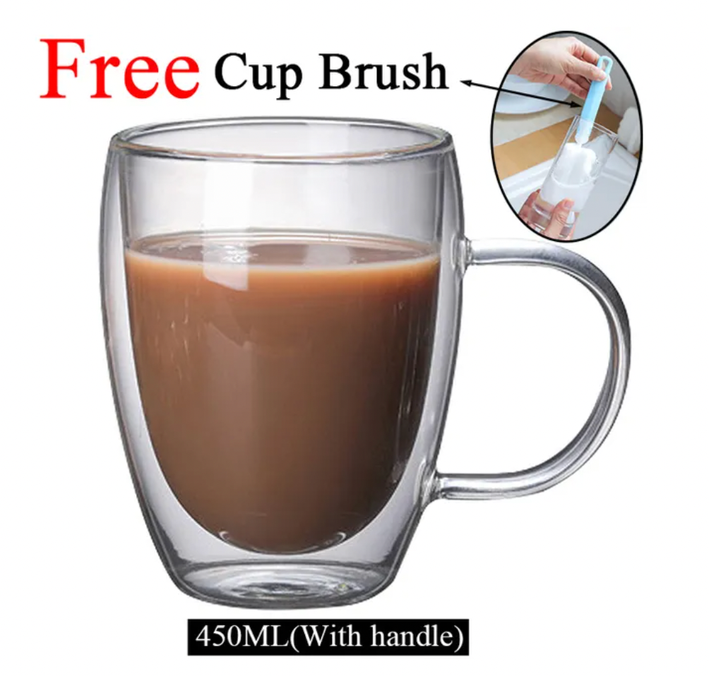 Double Wall High Borosilicate Glass Mug