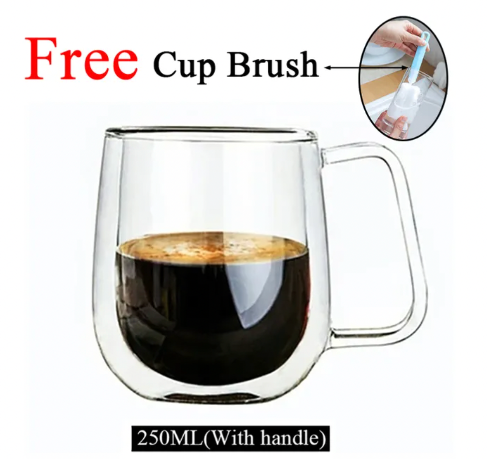 Double Wall High Borosilicate Glass Mug