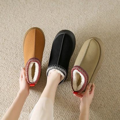 New Winter Retro Women Snow Warm Suede Lazy Loafers