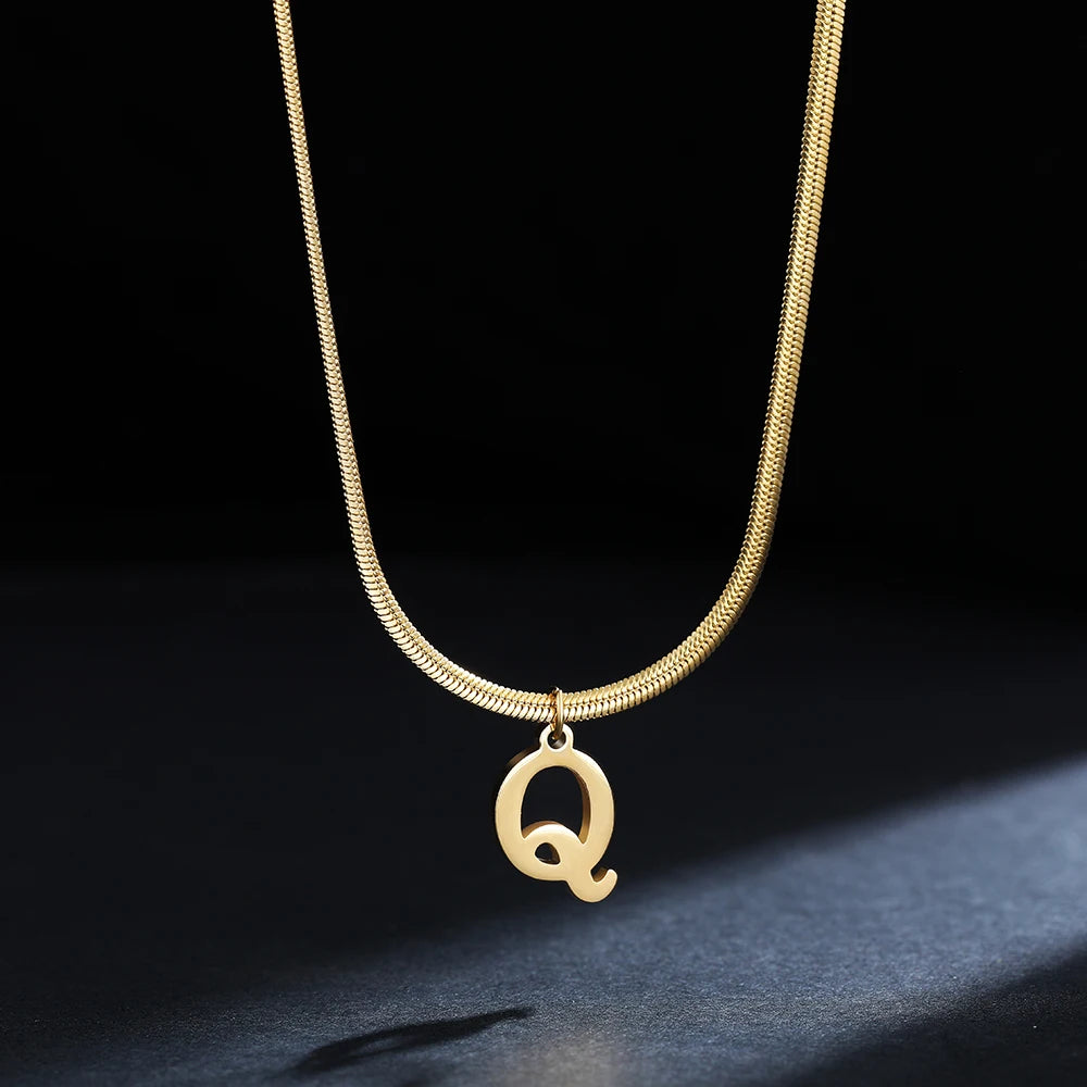 Gold Plated Stainless Steel Letter Necklace