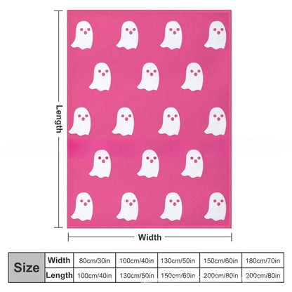 Halloween Ghost Blankets Pink Flannel Reversible Soft Cute Throw Blanket